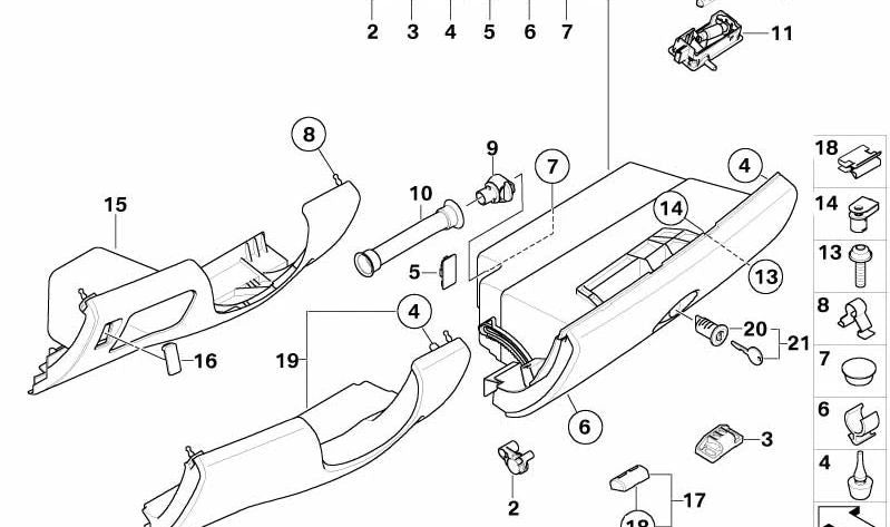 Soporte de clavija para guantera OEM 51167075868 para MINI R50, R52, R53. Original MINI.