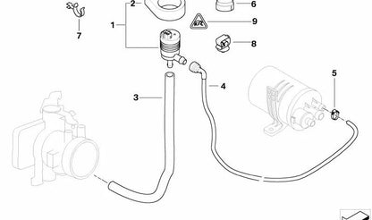 Tubo de ventilación del tanque OEM 13907558190 para BMW E46. Original BMW.