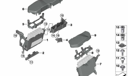 Rack de teto para BMW Série 5 G30, G30N, Série 7 G11N, G12N, Série 8 G14, G15, G16 (OEM 12909894685). BMW original