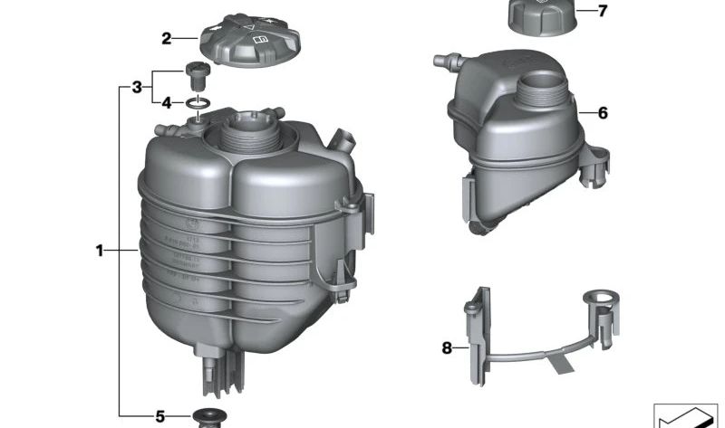 Depósito de expansión OEM 17138610652 para BMW G20, G20N, G21, G21N, G28, G28N, G22, G22N, G23, G23N, G26, G26N, G29. Original BMW.