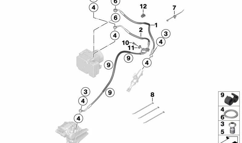 Tubo flexible de freno trasero OEM 34328549154 para BMW Motorrad S 1000 RR, HP4. Original BMW Motorrad.