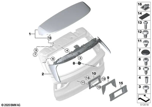 Primed Trunk Spoiler for BMW X1 F48, F48N, F49, F49N (OEM 51627350857). Original BMW