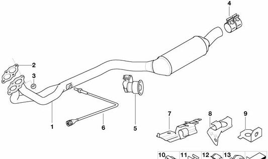 Tuyau d'échappement avec silencieux avant OEM 18101432265 pour BMW E36, Z3. BMW d'origine