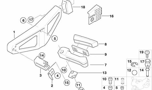 Chapa soporte OEM 46712335185 para motos BMW F 650 CS, R 1150 GS Adventure, K 1200 RS, R 1100 S... y más. Original BMW Motorrad.