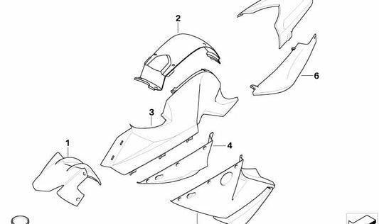 Panel lateral trasero izquierdo OEM 46637721609 para BMW Motorrad F650GS, F700GS, F800GS, F800GS Adventure. Pieza original BMW.
