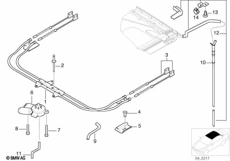 Unidade de acionamento de telhado deslizante com módulo para BMW E39, E38 (OEM 67618380136). BMW original.