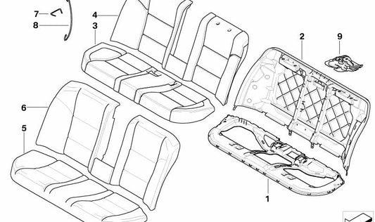 Funda de asiento de cuero OEM 52207249421 color beige para BMW Serie 5 E60, E60N. Repuesto original BMW.