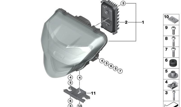 Pasacables de goma OEM 63128533690 para BMW Motorrad C 400 GT, C 400 X, F 750 GS, F 800 GS, M4 GT3. Original BMW Motorrad.