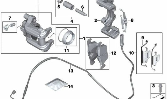 Freno anteriore sinistro OEM 34216850851 per BMW F20, F21, F22, F23. BMW originale.