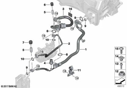 Hochdruckrohr für BMW 5 G30N -Serie, G30N, G31 Serie 6 G32 Serie 7 G11, G12 (OEM 64539321595). Original BMW