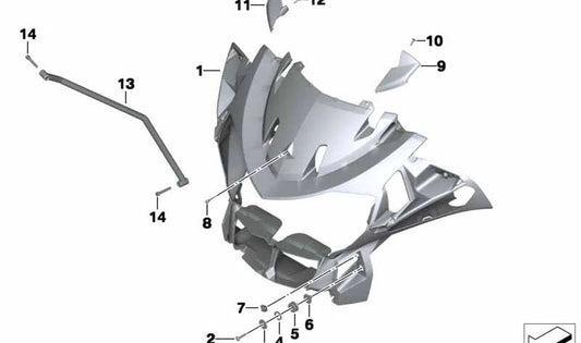Tirante derecho OEM 46637693211 para BMW Motorrad R1200RT, R900RT. Original BMW Motorrad.