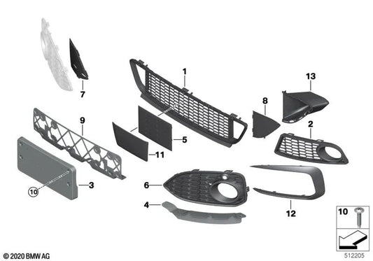 Right open grille for BMW 2 Series F22N, F23N (OEM 51118077386). Original BMW.