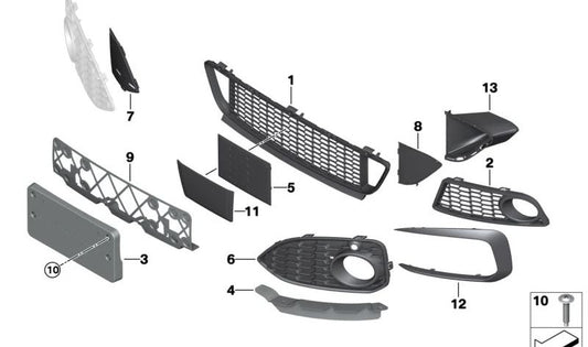Grille inférieure droite pour BMW F20N, F21N (OEM 51118060282). BMW d'origine