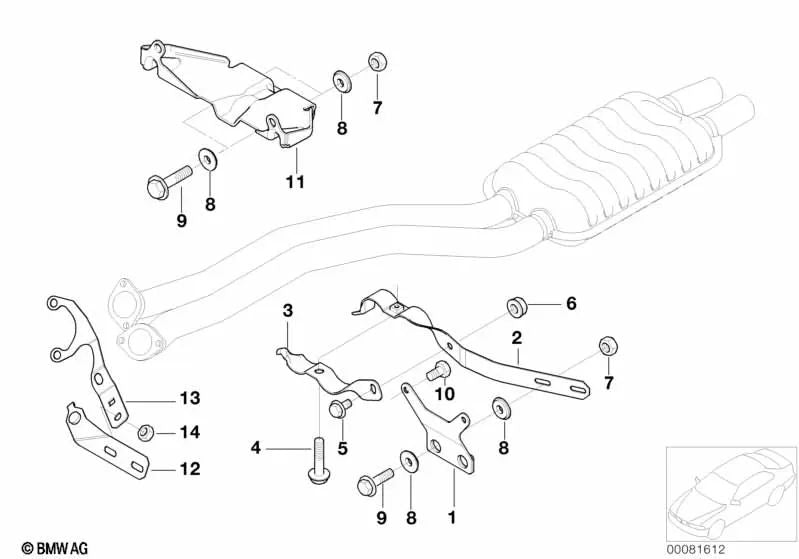 Piastra di collegamento per BMW E39 (OEM 18207508518). BMW originale