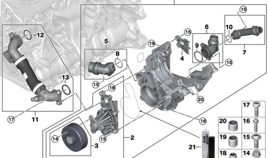 Bomba de refrigerante com suporte BMW 3 G20 Series, G21, 5 G30N Series, G31N, G60, G61, X3 G01, G45 (OEM 11518650987). BMW original