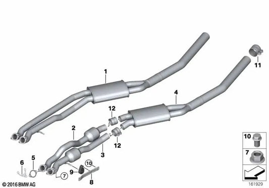 Silenziatore medio per BMW X5 E70 (OEM 18107524769). BMW originale.