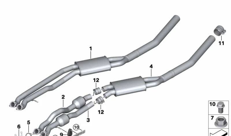Auspuffrohr mit vorbezahltem OEM 18107558654 für BMW x5 E70. Original BMW Stück.