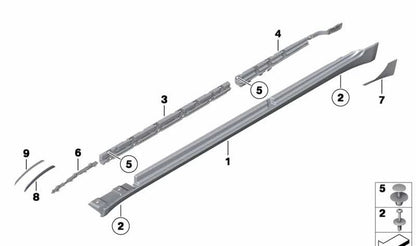 Soporte lateral izquierdo OEM 51777183901 para BMW F01, F02, F04. Original BMW.