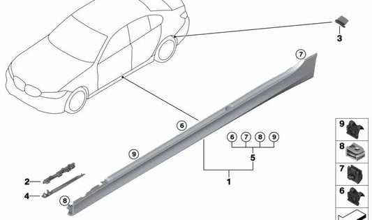 Tapón embellecedor lateral derecho OEM 51778739000 para BMW G28 (Serie 3). Pieza original BMW.