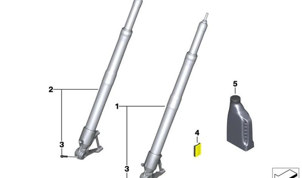 Horquilla delantera izquierda negra OEM 31428393005 para BMW Motorrad R 1200 GS, R 1250 GS, R 1200 GS Adventure y R 1250 GS Adventure. Original BMW Motorrad.