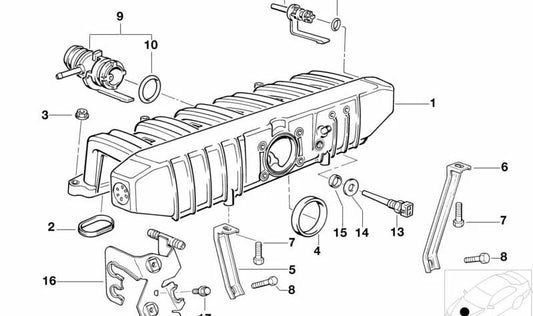 Tube d'admission OEM 11611738940 pour BMW E36, E34. BMW d'origine.