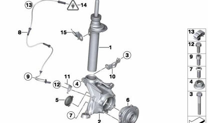 Amortiguador delantero derecho OEM 31316796316 para BMW F25, F26. Original BMW.