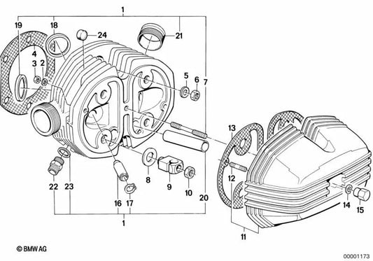 Right cylinder head for various BMW models/series (OEM 11121337875). Original BMW