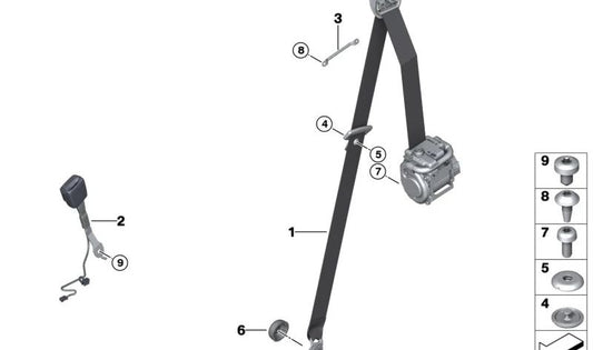 Ceinture supérieure avant gauche pour BMW G42, G87 (OEM 72118747471). BMW d'origine