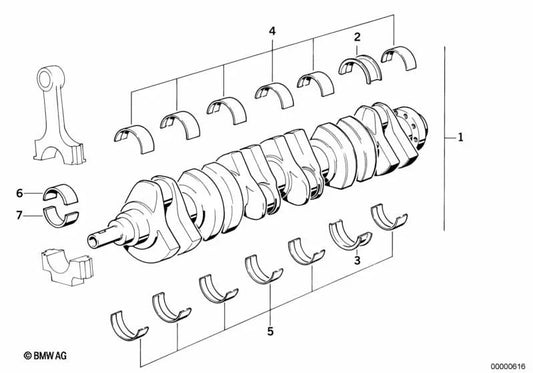 Yellow guide bearing for BMW 3 Series E21, E30, 5 Series E12, E28 (OEM 11211722433). Original BMW