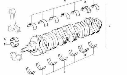 Cáscara de cojinete de guía Verde para BMW Serie 3 E21, E30, Serie 5 E12, E28 (OEM 11211722434). Original BMW
