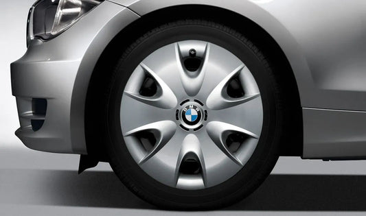 Complete hubcap for BMW 1 Series E81, E82, E87, E87N, E88 (OEM 36136777787). Original BMW