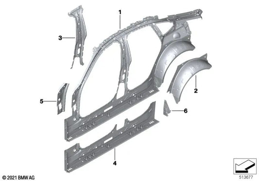 Placa externa do arco da roda direita para BMW G26 (OEM 41149625576). BMW originais.