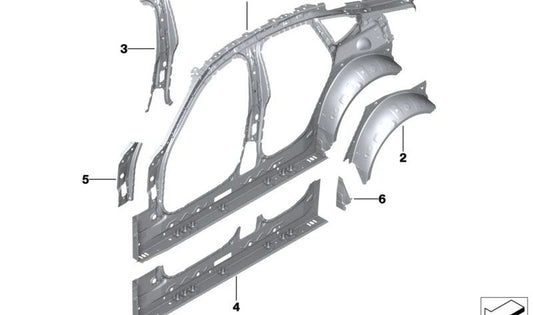 Arco da roda externa traseira direita para BMW Série 4 G26 (OEM 41149625574). BMW original