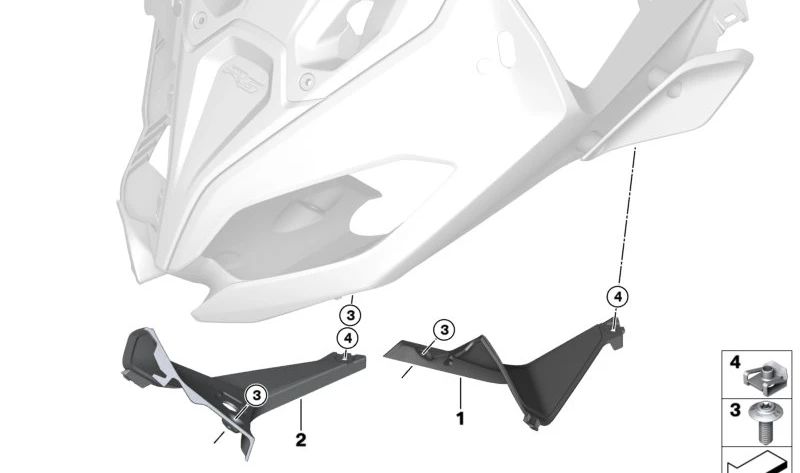 Remate interior izquierdo OEM 46637105869 para BMW Motorrad R 1250 RS, R 1200 RS. Original BMW Motorrad.