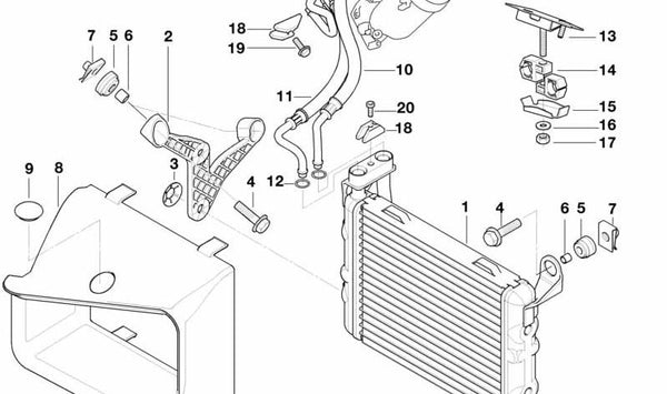 Enfriador de aceite OEM 17212246027 para BMW Serie 5 E39 y Serie 7 E38. Pieza original BMW.
