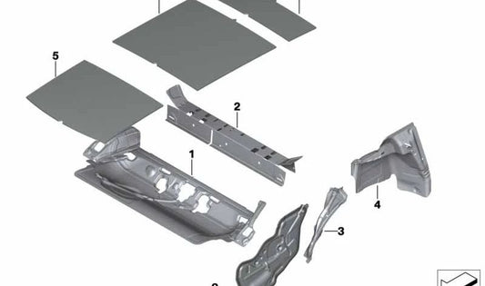 Insonorización cubrerueda trasera OEM 51487369180 para MINI Clubman F54, F54 LCI. Original MINI.
