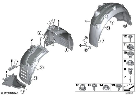 Plastic nut for BMW G60, G70, I20 (OEM 07149854444). Original BMW.