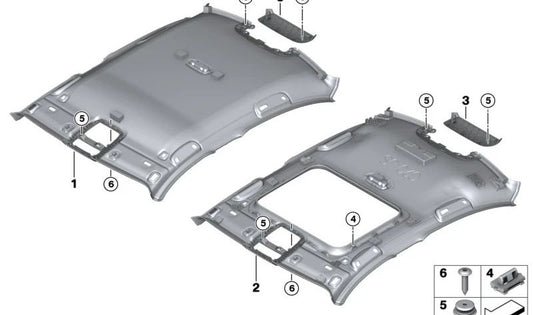 Embellecedor trasero del techo interior OEM 51448093912 para BMW G20 (316d, 318d). Pieza original BMW.