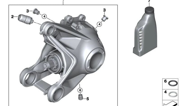 Engranaje cónico trasero negro OEM 33748869627 para BMW Motorrad R 1300 GS (RKA1) y R 1300 GS Adventure (RKA2). Original BMW Motorrad.