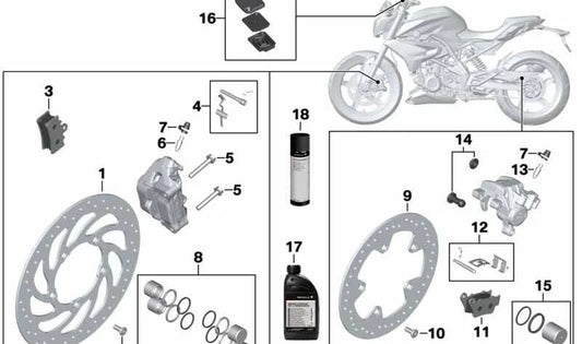 Disco freno posteriore OEM 3421854136 per BMW G 310 R, G 310 GS, G 310 RR. BMW MOTORAD originale.