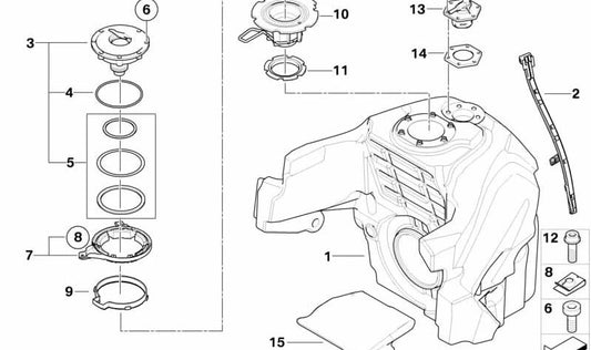 OEM fuel filling nozzle 16117691027 for BMW Motorrad R1200gs, R1200RT, R1200R, R Ninenet, HP2 and more. Original BMW Motorrad.