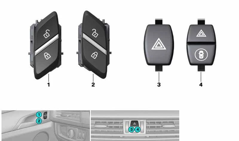 Interruptor de Luces de Emergencia para BMW F25, F26 (OEM 61319389076). Original BMW.