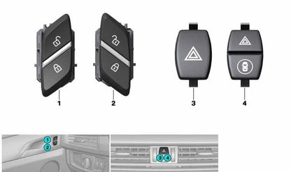 Interruptor de Luces de Emergencia para BMW F25, F26 (OEM 61319389076). Original BMW.