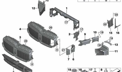 Rejilla de aire inferior OEM 51135A21AA5 para BMW G11, G12. Original BMW.