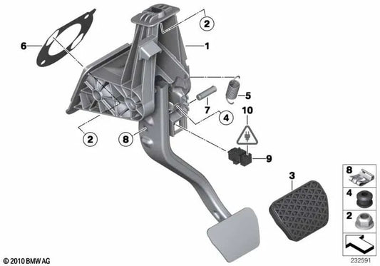 Pedal de freio completo para BMW X3 F25, X4 F26 (OEM 35006850499). BMW original