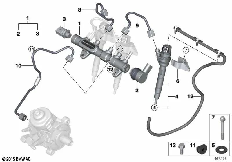 BMW Oil Conduit 1 F20N Series, F21N, F40 Series 2 F44, F45, F46, F48, F39 (OEM 13538583460). BMW d'origine