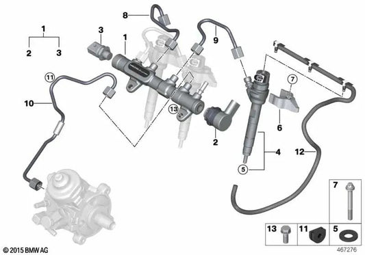 BMW Oil Conduit 1 F20N Series, F21N, F40 Series 2 F44, F45, F46, F48, F39 (OEM 13538583460). BMW d'origine