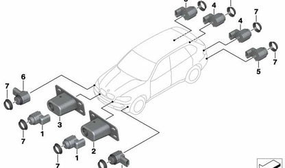 Sensor de aparcamiento (PDC) negro OEM 66209270491 para BMW F07, F10, F11, F15, F25, F30, F31, F34, F32, F33, F36, F80, F20, E84, E89, E70. Original BMW.