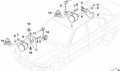 Soporte sensor de regulación de altura OEM 37141182644 para BMW E38. Original BMW.