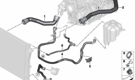 Tubo della nave di espansione OEM 17128514076 per BMW F15. Piece BMW originale per il sistema di raffreddamento.